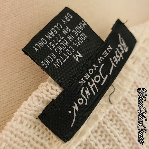 Betsey Johnson New York π vintage 90s y2k ribbon details cotton ribbed knit top - Picture 7 of 7